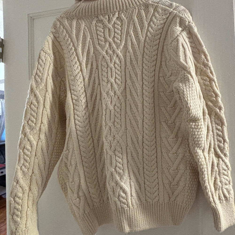 WOMENS CHUNKY MERINO WOOL ROLL NECK CABLE JUMPER